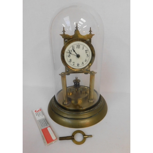 353 - Vintage trundle clock with weight and new spring - in office