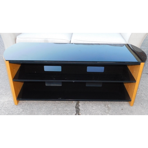 58 - Black glass TV/shelving stand