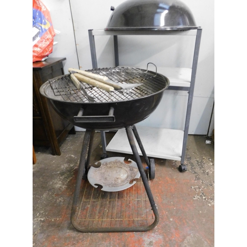 60 - BBQ with utensils and trolley on wheels