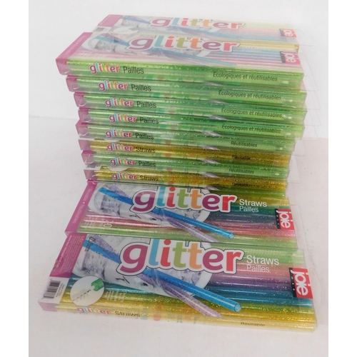 64 - Box of 20x Joie glitter straw packs - five colours per pack