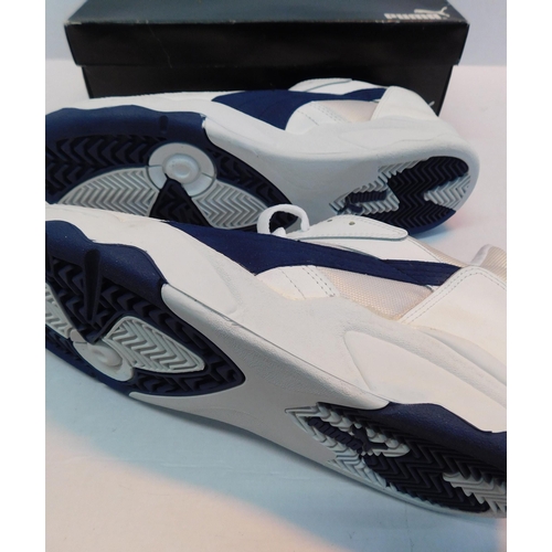 92 - Puma Attain - white/Insignia/blue/silver trainers - size 9