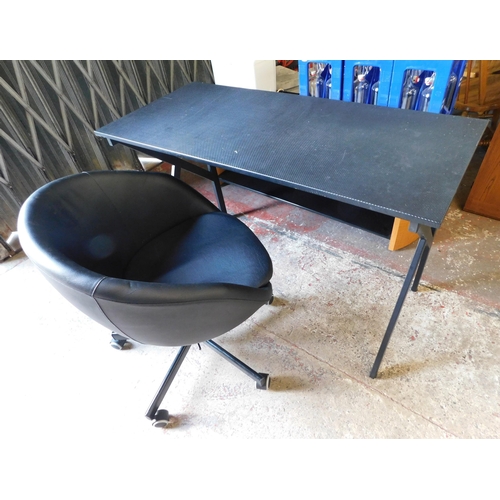 120 - Black computer table and swivel chair