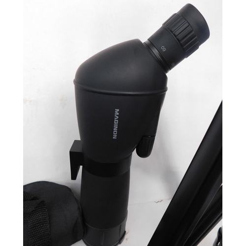 125 - Maginon Spotter telescope with Velbon and Konig tripods