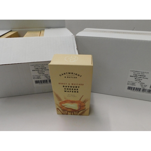 151 - Two new boxes of Cartwright & Butler 12x 75g cheese wafers with honey mustard - BB 11/24