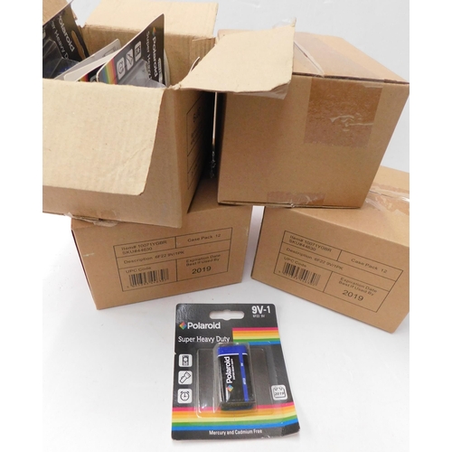 222 - Three full boxes of 12 and one other Polaroid super heavy duty 9V batteries 6F22 (exp 2019)