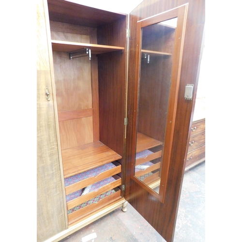 242 - Double mahogany veneered wardrobe with internal drawers