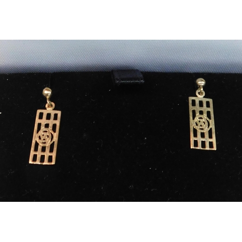 439 - Pair of 9ct gold Rennie Mackintosh earrings