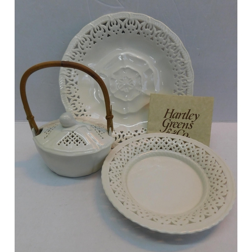 597 - Three pieces of Hartley Green & Co. Leeds pottery - no damage