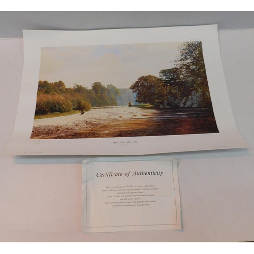 329 - Limited edition print - by John Atkinson 409/600 - Stepping Stones, Bolton Abbey