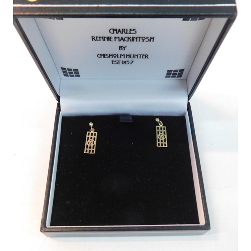 439 - Pair of 9ct gold Rennie Mackintosh earrings