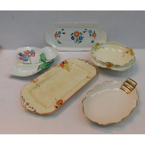 579A - Selection of vintage sandwich platters - incl. Crown Ducal, Carltonware etc. (art deco)