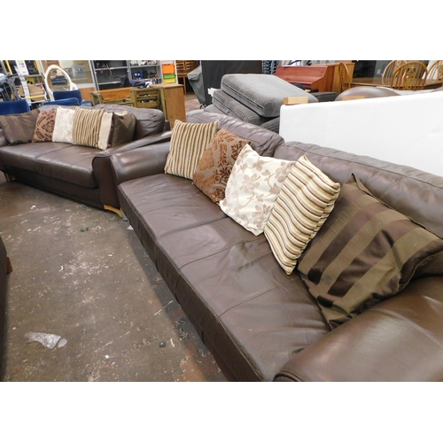 248 - Two brown leather sofas