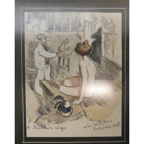 310 - Framed original sketch 'A Jealous Wife' - by Entwisle 1975