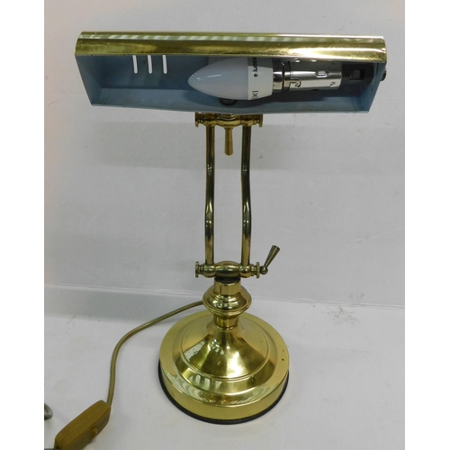 350 - Brass bankers desk lamp W/O