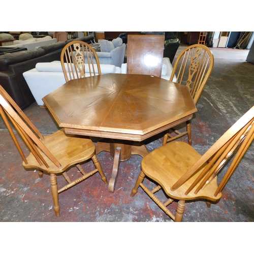 163 - Octagonal extending table and four chairs