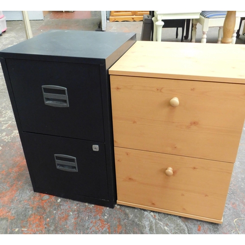 176 - Metal two drawer and wooden two drawer filing cabinets