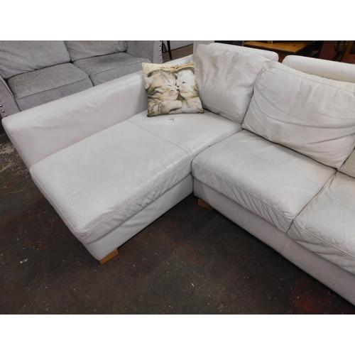 191 - Off white leather corner sofa