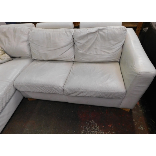 191 - Off white leather corner sofa