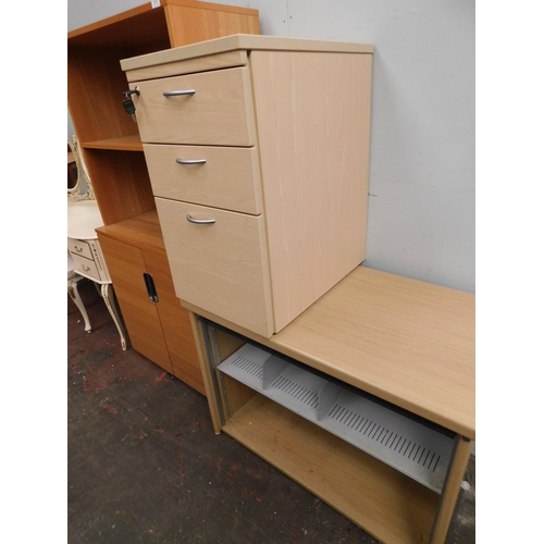 204 - Office style wall cabinet, drawers and roller fronted cabinet