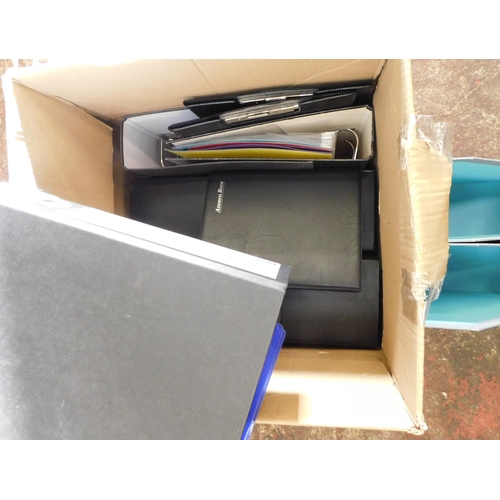 226 - Box of office supplies including files, filing system etc.