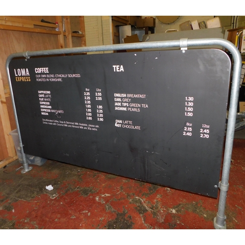 227 - Scaffold framed blackboard menu / divider - approx. 76