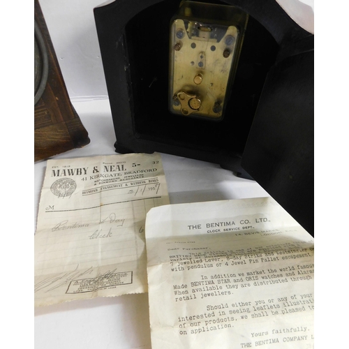 275 - Two vintage clocks; 1x Betima with paperwork c.1950 W/O