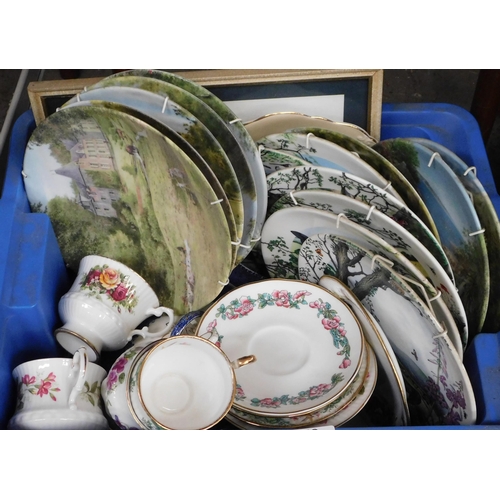 298 - Box of assorted plates and ceramics etc.