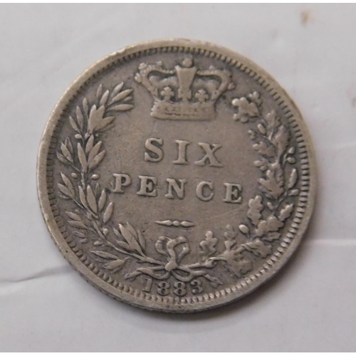 506 - 1883 Victorian sixpence (VF)