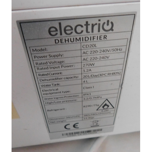 131 - Electriq dehumidifier - model no. CD20L - unchecked