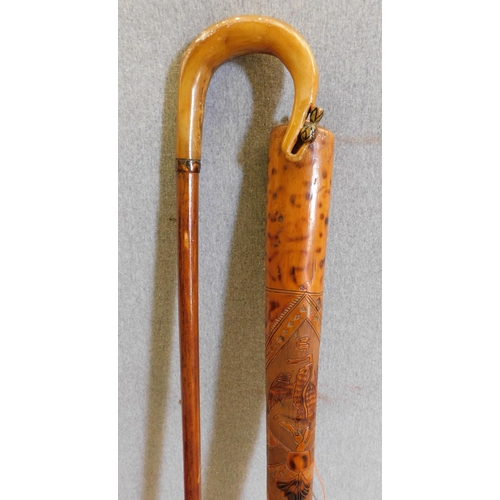 96 - African walking stick and one other