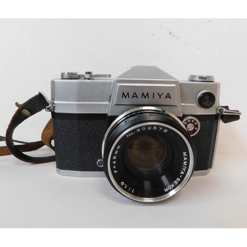 376 - Mamiya 35mm SLR film camera, body no.14585 - with Mamiya Sekor f 1.9 48mm lens no.902572