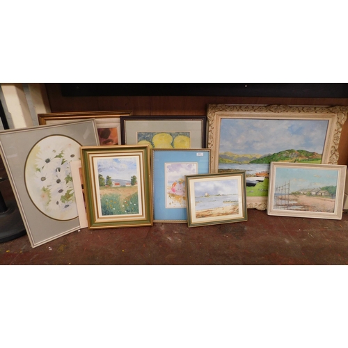 91 - Selection of framed original paintings