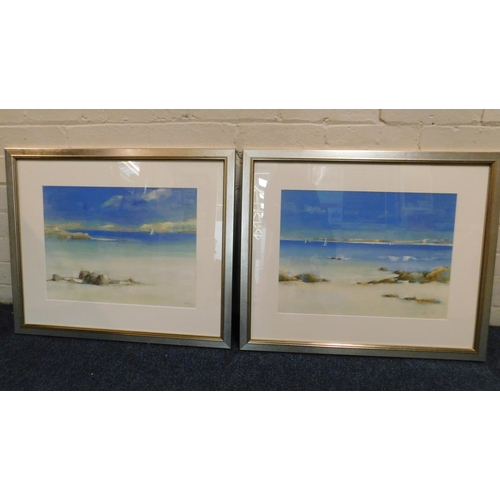 342A - Pair of Kate Philip framed prints - in non reflective glass