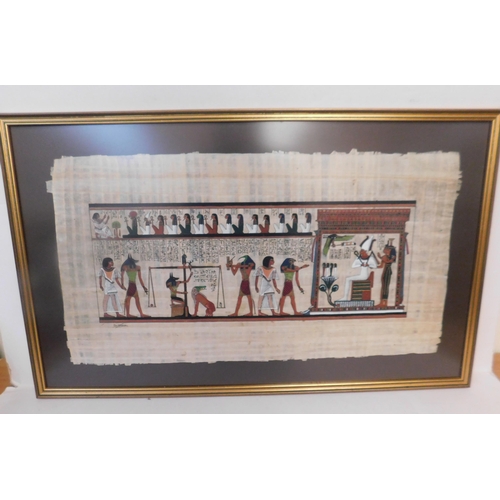 419 - Framed hand painted Egyptian Papyrus - approx. 29