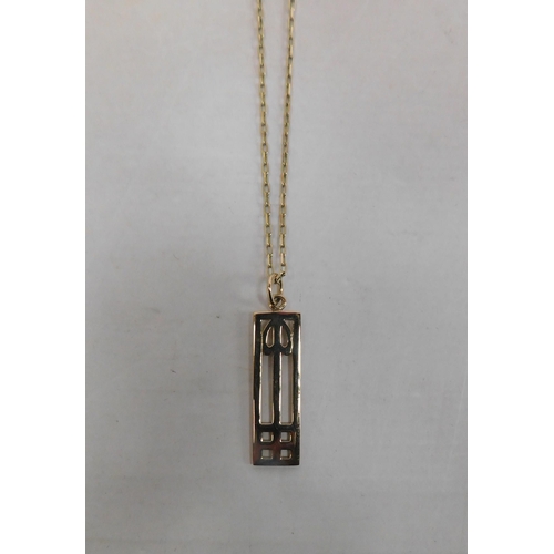 465 - 9ct Gold chain with Rennie Mackintosh pendant - weight 5.21g