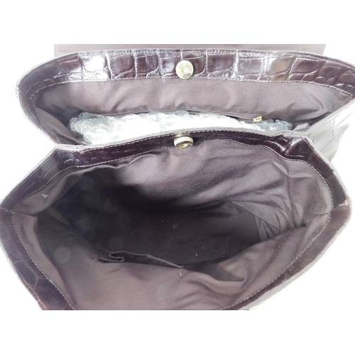 110 - Brown mock crock Zara travel bag with brushed gold detail - approx. 17 x 8 x 11