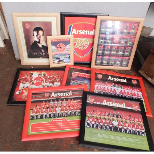 132 - Large collection of Arsenal posters/clock etc.