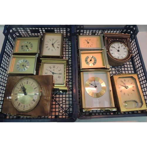 137 - Two trays of vintage mantle clocks