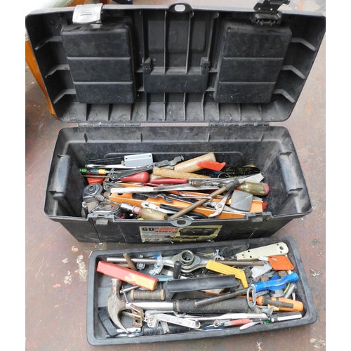 20 - Plastic toolbox and large selection of tools