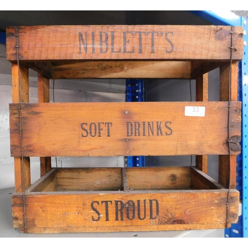 33 - Vintage wooden bottle crate, Nibletts soft drinks Stroud