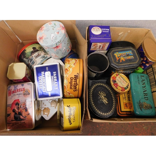 47 - Two boxes of tins etc.