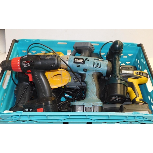 18 - Large tray of battery drills, chargers etc (unchecked)...