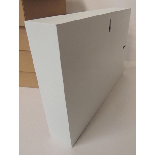 114 - Six white and black wall hanging photo blocks - approx. 21
