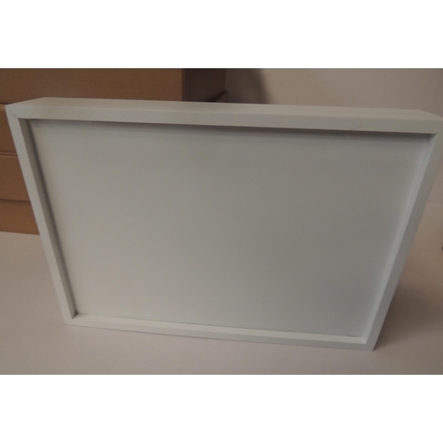 114 - Six white and black wall hanging photo blocks - approx. 21