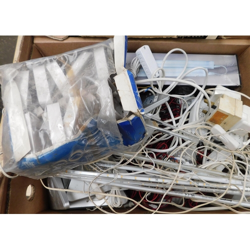 82 - Two boxes of household electricals - incl. consumer boxes, sockets and LED lights
