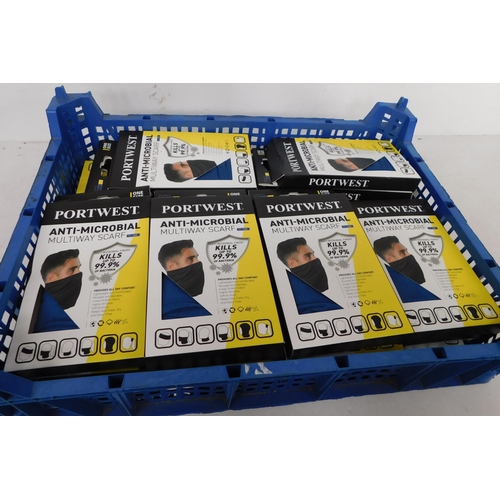86 - Tray of 15+ new Portwest anti-microbial multiway scarves