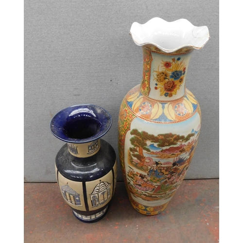 96 - Two large oriental vases - tallest approx. 32