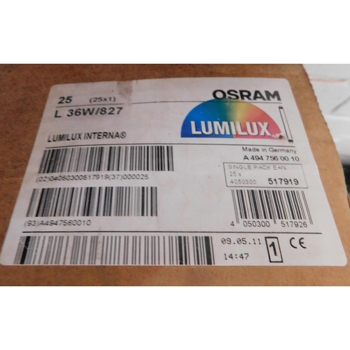 186 - Two boxes of 25 36W/827 florescent tubes (1149mm) 3350 lumens