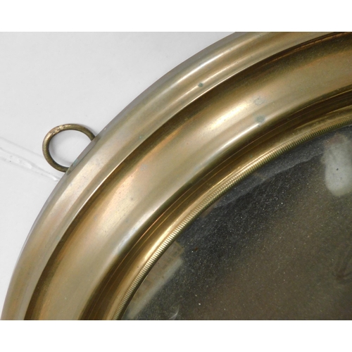 218 - Antique brass cased oval mirror - approx. 21