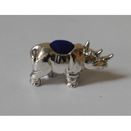 416 - Silver rhinoceros pin cushion
